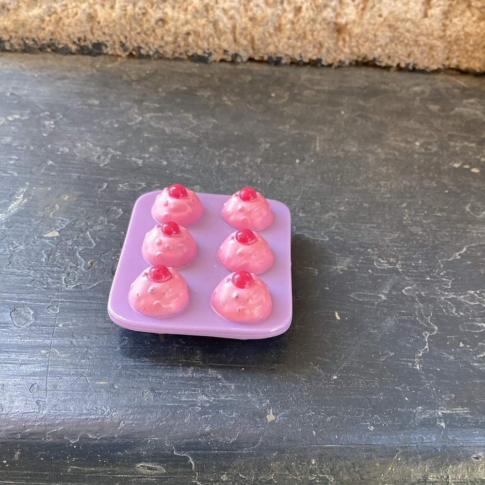 Fisher Price Loving Family Dollhouse PINK CUPCAKES PAN TRAY Doll Kitchen Food